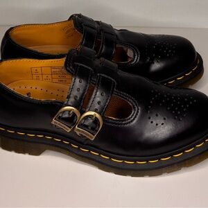 8065 Dr. Martens Black Leather Mary Jane Shoes